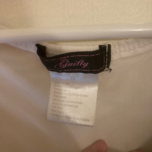 Sheer White with Flower Pattern Tank Top with Inner Spaghetti Strap. - Picture 2 of 3